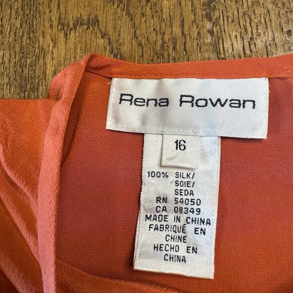 Rena Rowan Womens Silk Shirt Plus Size 16 Short Sleeve Vintage Shoulder Pads - Picture 2 of 5